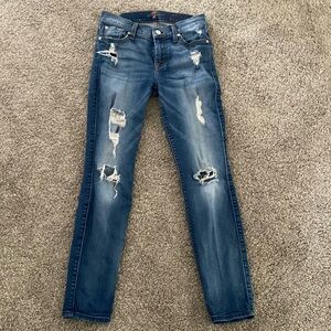 7 for all Mankind distressed ankle skinny jeans - size 26